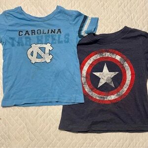 Set of 2 tees UNC Tarheels Captain America Marvel size 2T